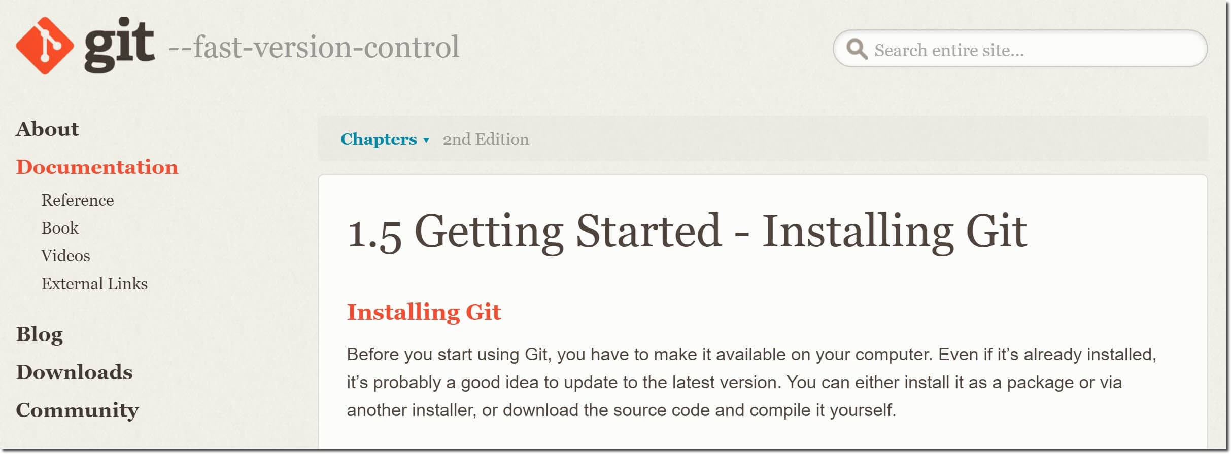 Git install instructions page