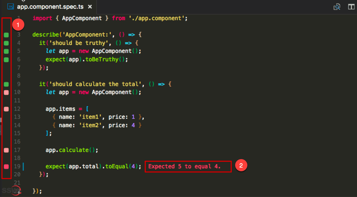 WallabyJS inline feedback in VSCode